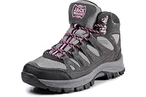 Jack Walker Women's Trekking and Hiking Boots - Lightweight Walking Ladies Grey & Pink Boots for Outdoor Adventures JW1005