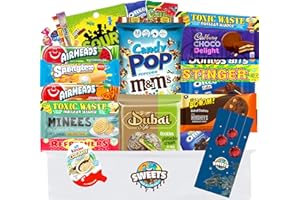 SWEETS AUS ALLER WELT Amerikanische Süßigkeiten Box mit 24 Süßigkeiten aus aller Welt - Weihnachtsgeschenke Idee für Männer, Frauen & Kinder - USA Süßigkeiten Candy Box - Geschenkidee