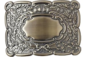 Kilt Emporium Piper Scottish Kilt Belt Buckle for Men - Solid Brass Piper Badge, Highland Traditional Kilt Accessory, Fits Standard Belts