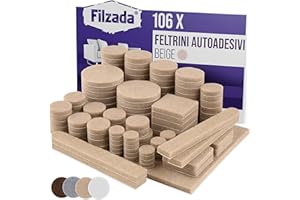 Filzada® Feltrini autoadesivi set 106 pezzi (quadrato e tondo) - Beige - Feltro per mobili professionali scivola con una forza adesiva ideale