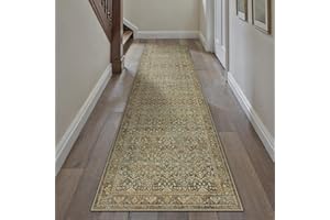 ‎PURECOZY PureCozy Vintage Braun Teppich Flur 60x240cm Waschbar rutschfest für Wohnzimmer Schlafzimmer Balkon LäUfer KüChe Esszimmer BüRo Teppichläufer Indoor Modern Weicher Kurzflor Teppiche