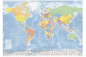 GEOMETRO Carte du monde (état politique 2022) en français de 140 x 100 cm avec plastification sur les deux faces