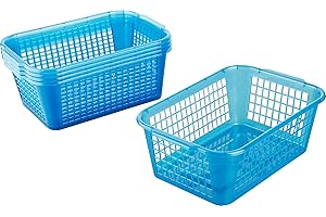 Kigima Aufbewahrungskorb 28x20x11cm 4L 5er Set – Allzweckkorb aus robustem Plastik (BPA-frei) – Aufbewahrungsbox für Küche & Bad – Haushaltskorb zur Aufbewahrung – Korb für Aufbewahrung – Blau