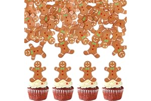 Blumomon 40Pcs Edible Gingerbread Man Cupcake Toppers Gingerbread Christmas Cupcake Decorations Selected Christmas Gingerbread Man Theme Birthday Party Baby Shower Cake Decorations Supplies
