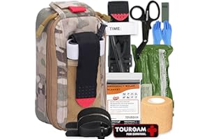 TOUROAM IFAK Med Trauma Kit, uniwersalny pasek Molle, torba EDC, taktyczny zestaw awaryjny, survival military, zestaw opatrunkowy polowy, kemping, wędrówki, bug out