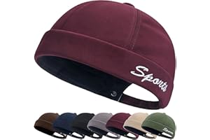 YKDLLF Cappello Uomo Senza Visiera Docker in Cotone Denim Regolabile Berretto da Portuale Rolled Cuff Brimless Cappellino da Portuale Uomo Retro Docker-cap