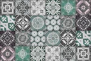 Queence | Protector contra salpicaduras de cocina con diseño de azulejos | Panel trasero de cocina | Aluminio DiBond | Protector de azulejos para cocina y fregadero | cocina | Tamaño: 60 x 40 x 0,3cm