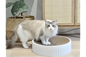 DOXIE'S Premium 2-in-1 Cat Scratching Bed, Cat Scratching Cardboard, Scratch Pad, Cat Lounger, Pet Bed Sofa, Cardboard Replaceable, Double-Sided Design for Double Life, Large size: 40cm x 40cm x 10cm (White)