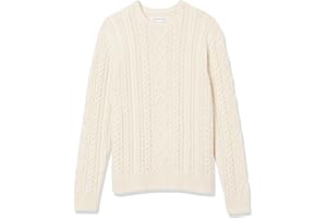 Amazon Essentials Herren Pullover mit Langen Ärmeln und Rundhalsausschnitt aus 100% Baumwolle mit Zopfmuster