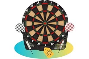 Ensemble de fléchettes Best Sporting Chester - Cible avec affichage LCD, 6 fléchettes électronique et pointes de rechange - Avec adaptateur secteur