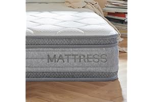 Molblly Double Mattress 4FT6 Hybrid Pocket Sprung Memory Foam Mattress with Durable & Skin-Friendly Double Mattress Bed in a Box,Comfort Foam Hybrid Mattress Double Medium Firm 135x190x22cm