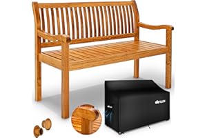 tillvex Banc de Jardin 150 cm en Bois avec Couverture | Solide Banquette d'Extérieur 3-4 Places | Jusqu'à 320 kg de Charge | Meuble de Terrasse, Parc, Patio, Balcon
