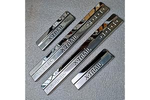 Symilov Voiture Acier Inoxydable Seuil Porte Plaques pour NIS-san X-Trail T32 2014-2022, 4 Pièces Threshold Bar Protection Autocollant Anti-Rayures Anti-Dirty Plinthes Pédale,Silver