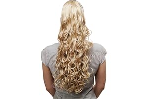 WIG ME UP - N310-26 Extension volumineuse ondulée queue de cheval/natte, bouclée, très longue, env. 60 cm, blond