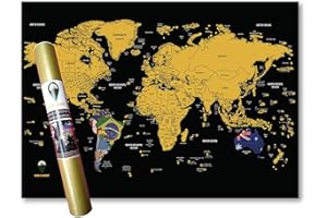Scratch Off Map with Flags background – Deluxe Travel Size World Map Poster – Countries and Facts – Travel Gift - GLOBAL WALKABOUT (Black)