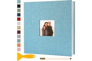 SEMFALBUUMS Album Photo Adhesif Vierge 28x27 CM Classeur Photo Livre Photo Personnalisable Scrapbook de Classe Mariage Livre D'or Enfant Bebe Carte Postale DIY, 40 Pages Bleu Clair