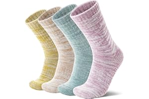 MOSEY KOSY 4 Pares de Calcetines de Lana Merino para Caminar y Senderismo Cálidos Extra Grosos Térmicos Cómodos con Corte Alto para Trabajo para Mujer y Hombre
