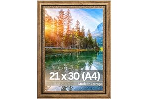 Victor Cadre Photo Boho Or en 21x30 cm (A4) - Bar: 30x16mm - Vintage Décoration Rustique - Doré 20x30 - Maison de Campagne