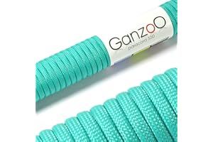 Ganzoo © Paracord 550 cuerda turquesa de 4 mm tipo 3, nailon y poliéster, ideal para manualidades de correa de perro, collar, pulsera/camping, supervivencia y exteriores, 15 metros, cuerda multiusos