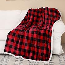 Catalonia Plaid Sherpa Decke – 150x130 Cm, Doppelseitig Flauschig, Kariert, Waschbar, In Geschenkbox