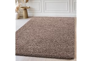BPIL Shaggy Rugs Soft plain Thick Pile Large Small Antiskid Area Rug (Mocha, 80 x 150 cm)