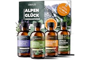 ‎AMARI Amari ® Saunaaufguss Set Alpenglück – natürliche Saunadüfte mit Bio-Ethanol – Naturreine Ätherische Öle – Aufgussmittel, Sauna, Saunaöl, Duftöl