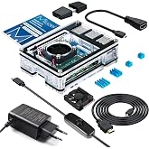 Miuzei Raspberry Pi 4 Case with Fan 5.1V 3A 15.3W USB-C Source Micro HDMI Cable 1.8m Adapter 4 Aluminum Sinks SD Reader