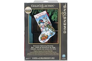 Dimensions Gold Collection Snowman Gathering Stocking Counted Cross Sti-13"X20" 18 Count