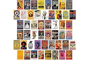 SHANBYE Affiches Esthétiques de Groupe de Rock pour Chambre,50 PCS Décoration Murale D'album de Concert de Musique Rétro Affiches de Groupe de Rock pour Chambre