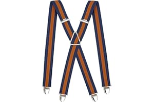 PIERROT Bretelles Homme Larges Made in France - Elastique Ultra Résistant & 4 Clips Extra Fort en X - Taille Ajustable Jusqu’à 130cm - Garantie à Vie - Fabrication Artisanale