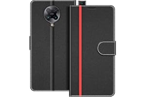 COODIO Funda para Xiaomi Poco F2 Pro 5G, Magnético Funda con Tapa para Xiaomi Poco F2 Pro 5G, Negro/Rojo