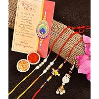 Collectible India 4 Rakhi For Brother Combo/Elegant Rakhi for Brother and Bhabhi and Kid/Bhabhi Lumba Rakhi/Krishna…