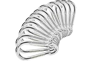 com-four® 12x Mousquetons - mousquetons en Acier d'une capacité de Charge de 220 kg - Mousqueton INOX - Gros Mousqueton