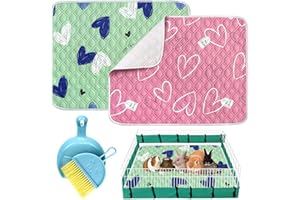 MISS GOOD 2 Pack Guinea Pig Cage Liner with Cleaning Tool Set Guinea Pig Bedding Reusable Fast Absorbent Waterproof Puppy Pee Pads Washable Air Dried Pee Mat for Small Animals Pet Cat Hamster Rabbit Bedding