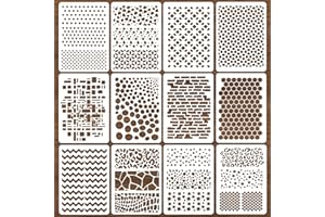 Plantillas Pintura，FANNAS 12 Piezas Niños Stencil Plantillas Manualidades Painting Stencils Pintar de Reutilizables, Para la Pared Diy Plantillas Para Manualidades y Decoración