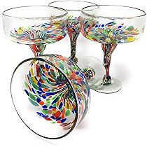 Handgeblasene Margarita-Gläser Mit Blattdesign - 270mL Cocktailgläser Für Bar & Party