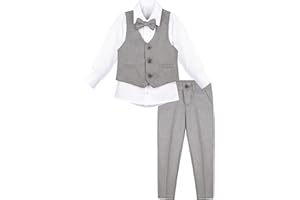 Lilax Boys Formal Suit 4 Piece Vest, Pants and Tie Dresswear Suit Set