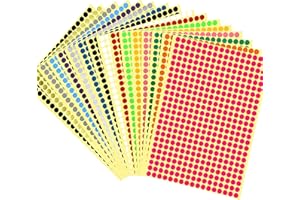 JANYUN 6528 Stück Bunte Selbstklebende Klebepunkte Aufkleber 6mm Runde Punktaufkleber 16 Farben Kleine Farbkodierung Etiketten Markierungspunkte zum Beschriften (6mm)
