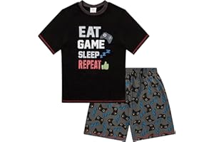 ThePyjamaFactory Pijama Corto Eat Game Sleep Controller, de 9 a 15 años para Niños