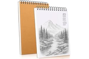TOYVENTURES A5 Sketchbook for Artists (Pack of 1) – 120 GSM Thick Paper, 60 Pages (30 Sheets), 500 GSM Hard Cover, Top Spiral Bound – Ideal for Drawing, Sketching, Journaling, Painting