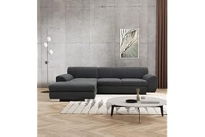 ‎DOMO. COLLECTION DOMO. collection Ecksofa Nika, Sofa in L-Form, Eckgarnitur, moderne Polsterecke, Eckcouch, 277 x 156 x 78 cm (BxTxH), grau