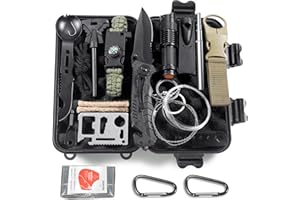 ‎GRAXURY Graxury 14 in 1 Survival Kit Mehrzweck-Survival-Kit, Erste-Hilfe-Set für Outdoor-Sport, Camping, Bergsteigen, Feuerstein/Thermodecke/Pfeife