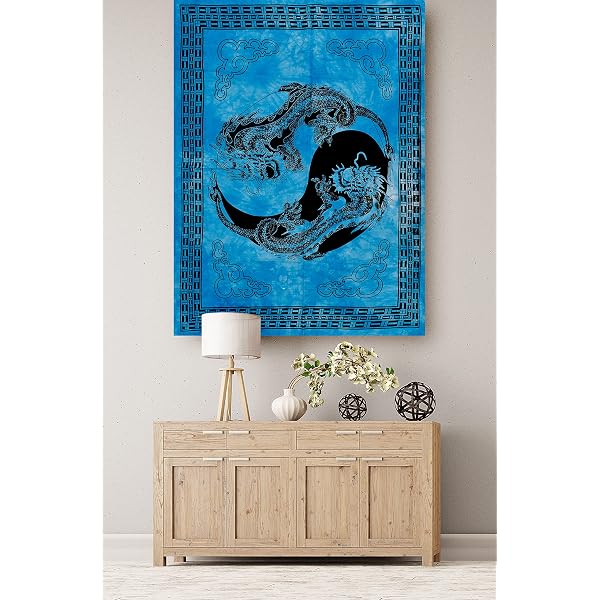 Blue Marijuana Leaf Wall Tapestry - Indian Cotton Handmade Decor, 30x45 Inches