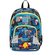 Zaino Scuola Seven Gang Zaino-SJ Gang Zaino Scuola Estensibile, Blu, RealBasket Zaino Con Canestrino 3D Basket