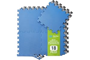 ZENONE SPORTS ZenProtect Tappetino da Fitness a Puzzle Antiurto, Set di 18 tappetini Puzzle ad Incastro per Sport, Fitness e Sale di Allenamento, Tappetino per Attrezzature Sportive o Garage, 30 x 30 x 1 cm