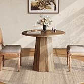 Tribesigns Small Round Dining Table for 2-4 People, 80cm Kitchen Table with Octagonal Base for Dining Room, Living Room, Brow