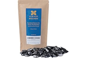 VEHADI WELLNESS Piedras Shungit Pulidas para Purificación de Agua, 500g, para Botella de Agua de Cristal Curativa, Agua Infundida con Piedras Naturales, Auténticas Pepitas de Shungit para Limpieza y Filtrado de Aguua