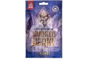NEW BEER SNACK - Jerky Steak - Snack protéiné à la viande séchée - Viande de bœuf - Provision séchée fumée - Grignotage sucré & épicé - 12x50 g