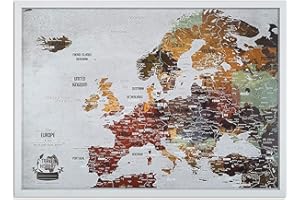 "2MAPS" Grande mappa da viaggio con puntine, design creativo, personalizzabile con mappa di viaggio, mappa Europa con perni per segnare i viaggi, prodotta in Europa