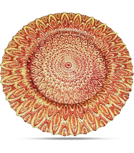 Cheerful Bargains 33c Set Of 6 Red Sparkly Charger Plates Set - View #2